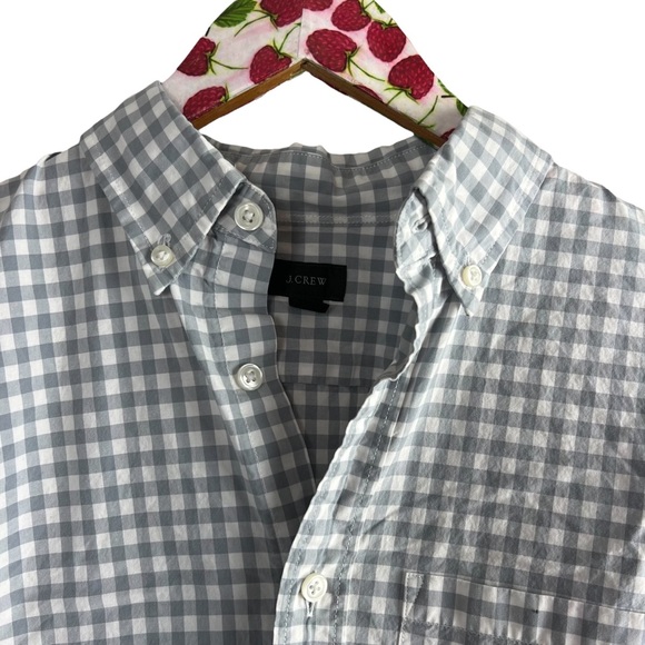 J Crew Mens Gingham Button Up Shirt Long Sleeve Cotton Size S - Picture 3 of 4